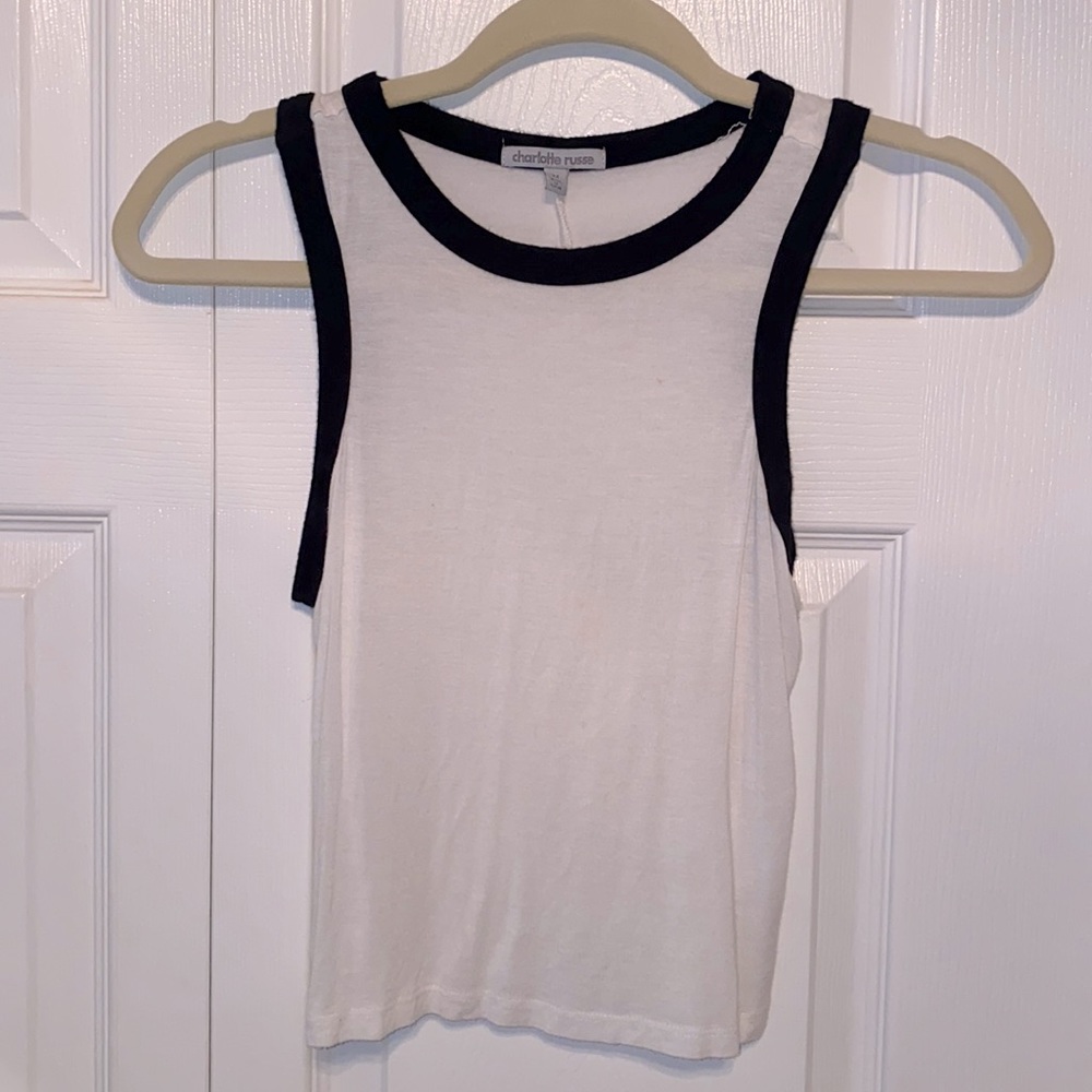 Charlotte Russe White and Black Crop Top